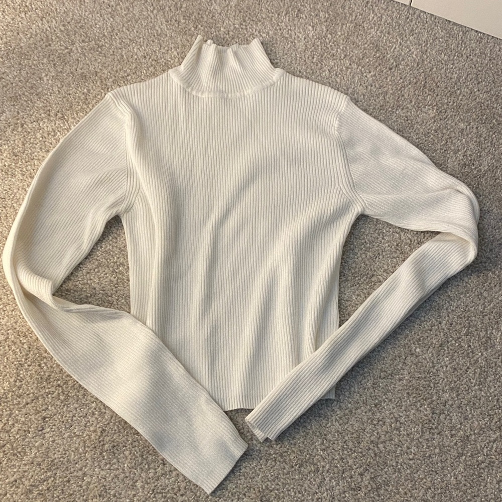 3/$20 Ardene Cream Ribbed Mock Neck Long Sleeve Top